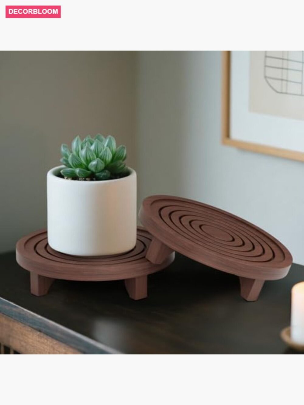 3-Pack Wooden Plant Stands Indoor Pedestal Riser Set of 3 - Picture 6 of 7
